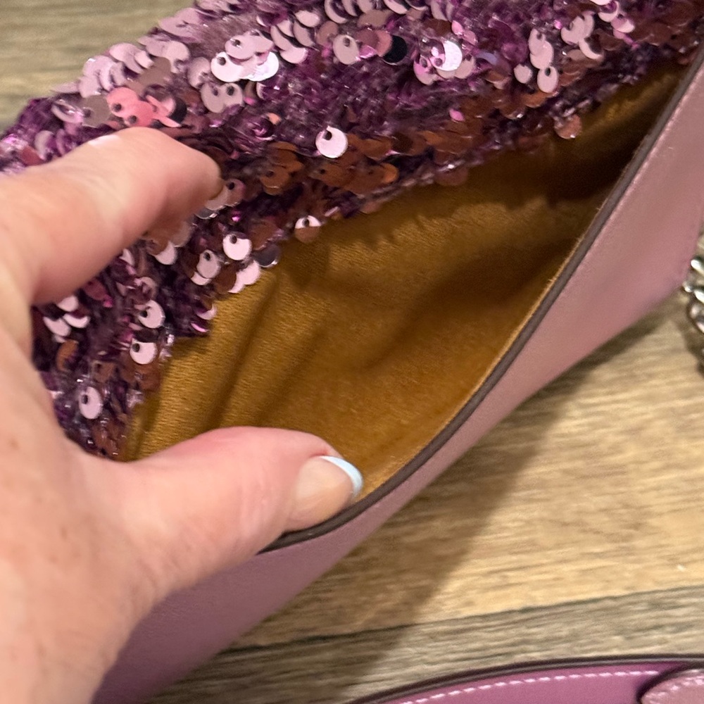 Coach Sequin Clutch/Crossbody in Lilac NWT - Picture 9 of 11